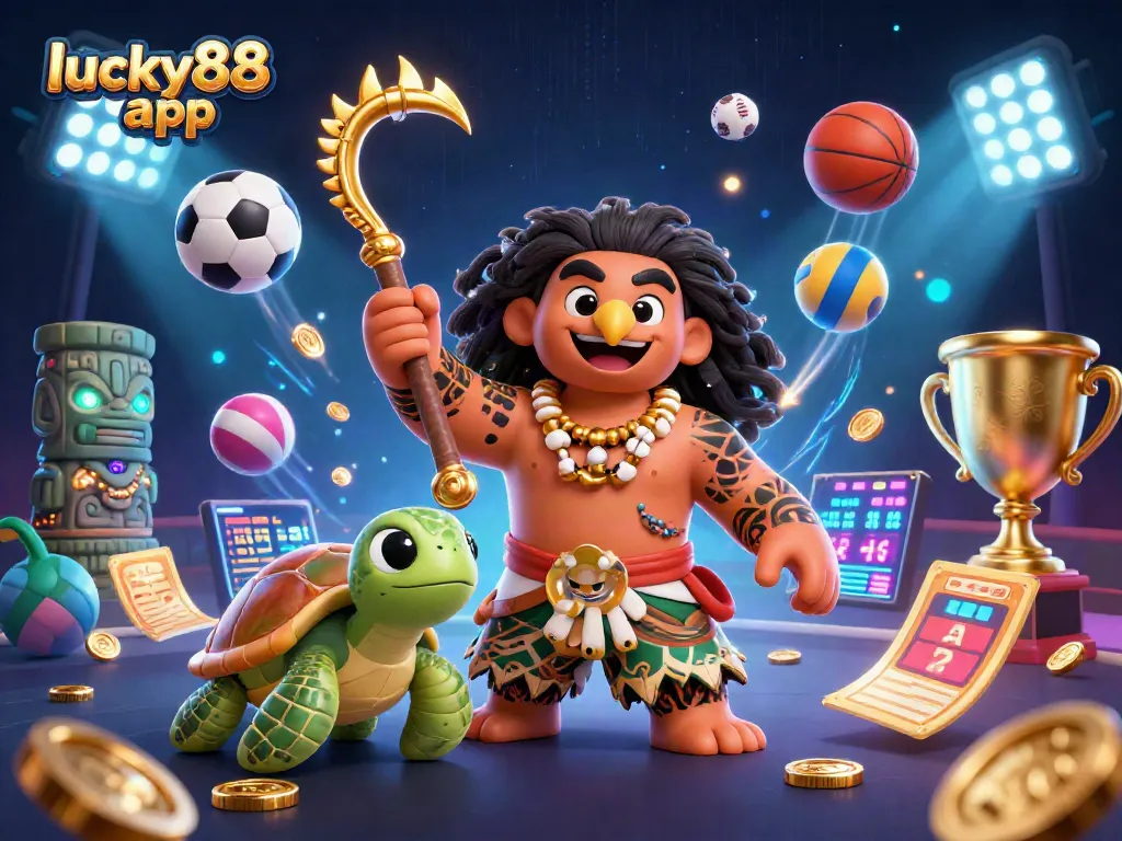 Experience thrilling gameplay with the lucky88 app, featuring dynamic sports elements and vibrant casino imagery.