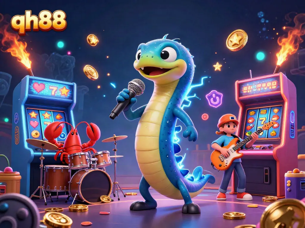 Experience thrilling gameplay with qh88 as the DJ eel performs in a vibrant underwater casino scene.
