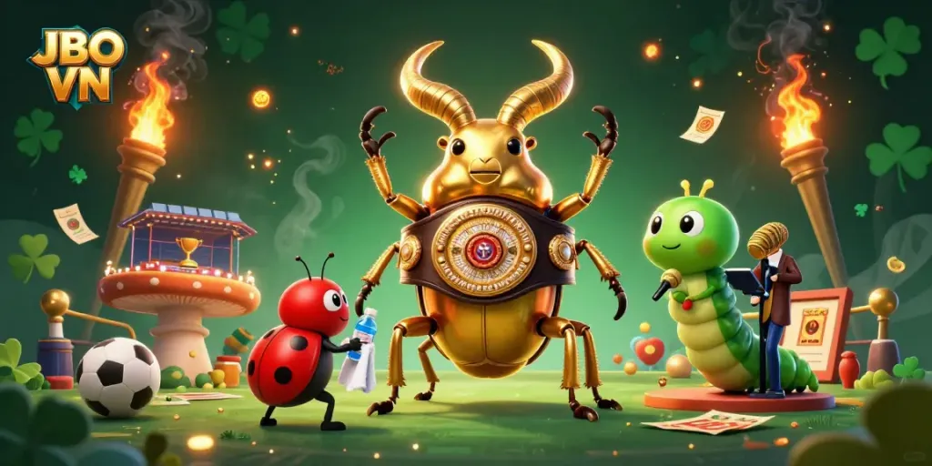 Experience thrilling sports betting with JBO VN featuring dynamic characters and vibrant elements from the casino scene.