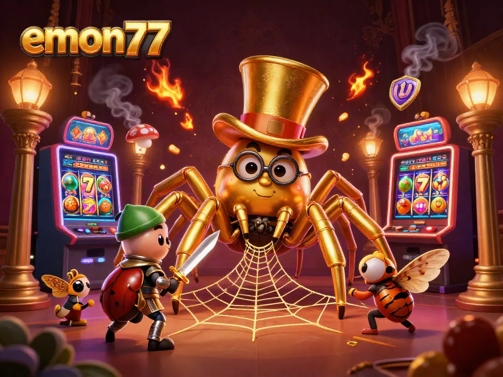 Experience thrilling gameplay with emon77 as characters dive into a vibrant casino scene.