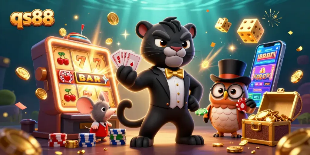 Experience thrilling gameplay with qs88 at this vibrant casino scene filled with excitement!