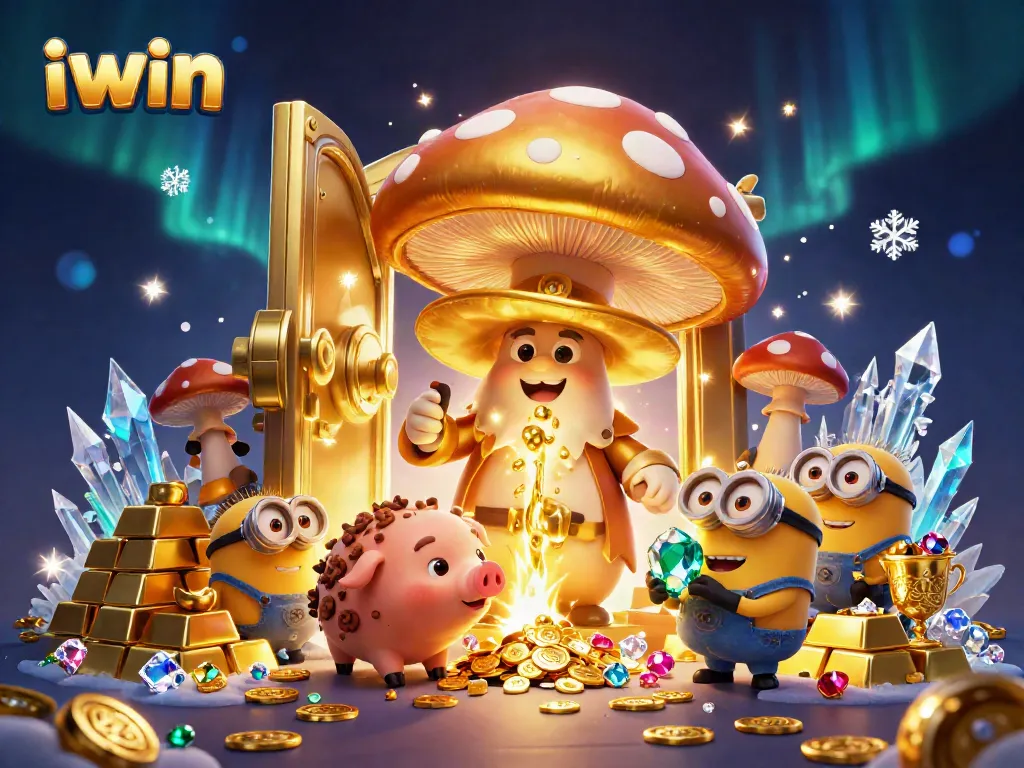 Spin the rewards with iwin’s golden wizard illustration filled with riches and magical treasures.