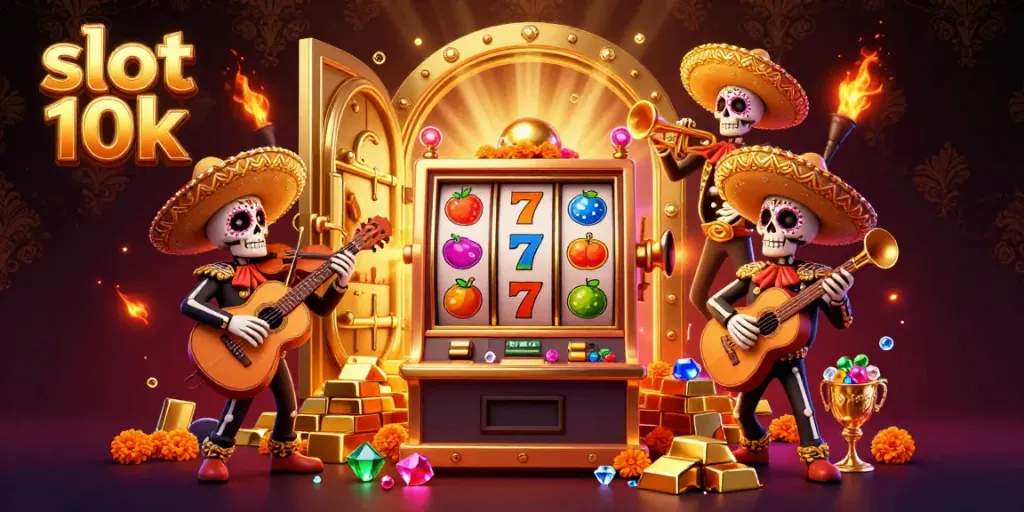 Menangkan slot 10k dengan suasana meriah band mariachi dan mesin slot penuh simbol keberuntungan.