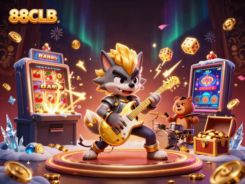 Experience thrilling gameplay at 88CLB with a vibrant cartoon scene of jackpots and excitement.