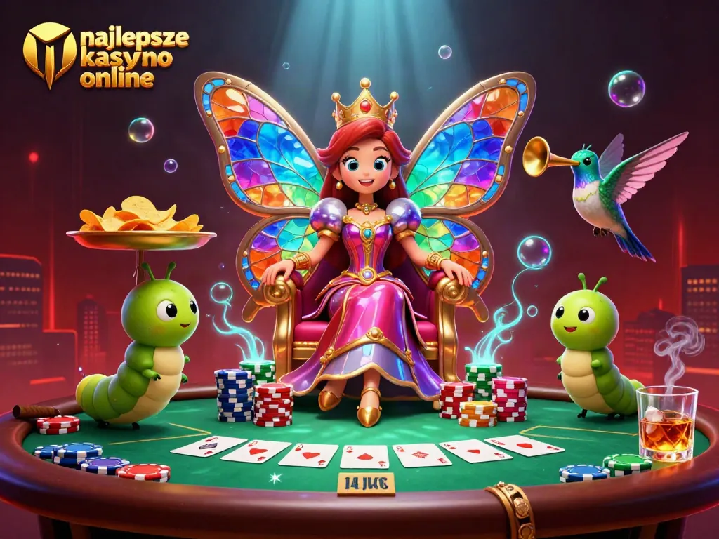 Experience the world of najlepsze kasyno online with vibrant illustrations, showcasing casino elements and exciting gameplay.