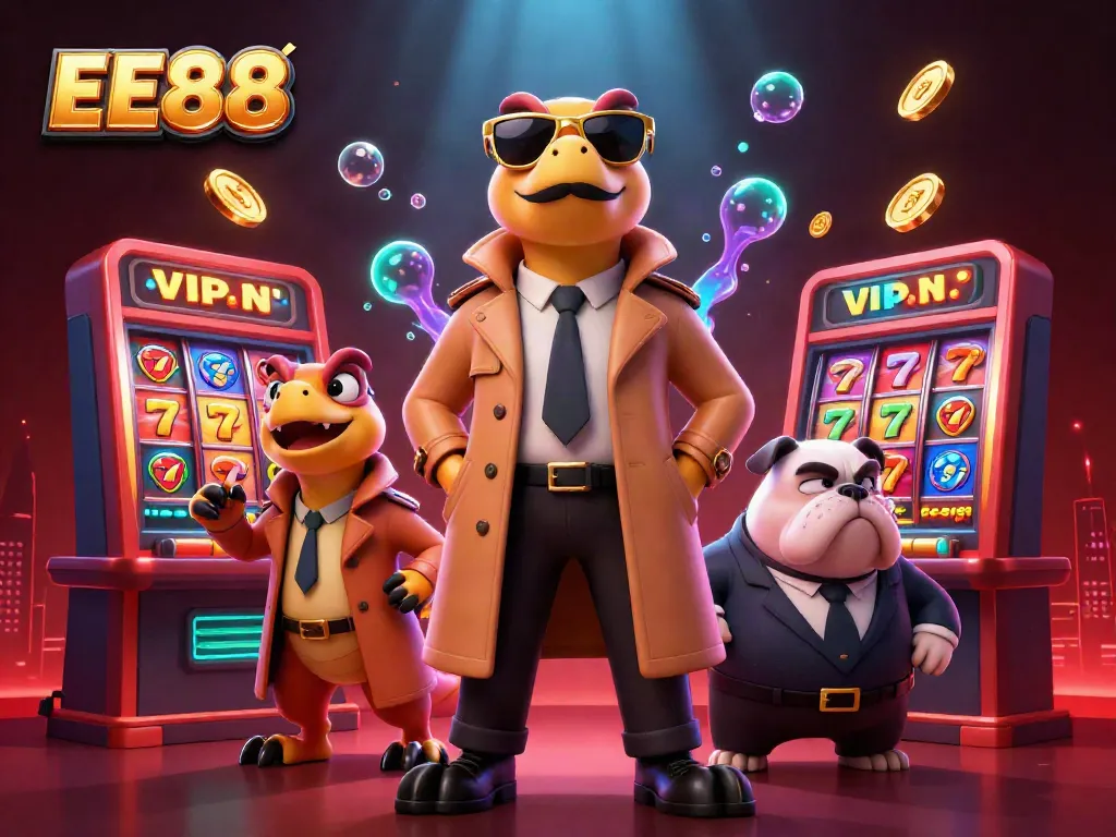 Experience the thrill of winning at EE88, where cartoon raptors indulge in exciting casino fun.