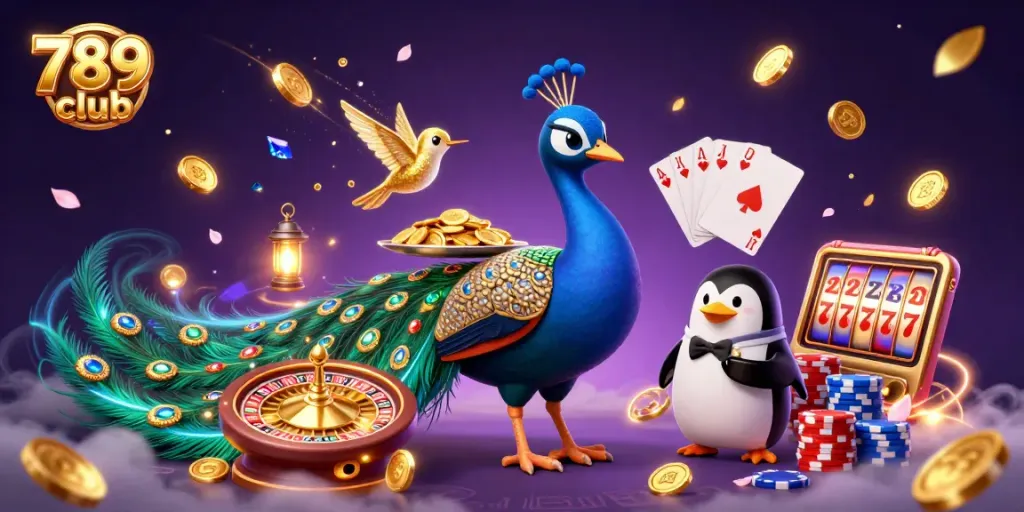 Engage with 789club's vibrant gaming scenery, showcasing casino elements and dynamic characters.