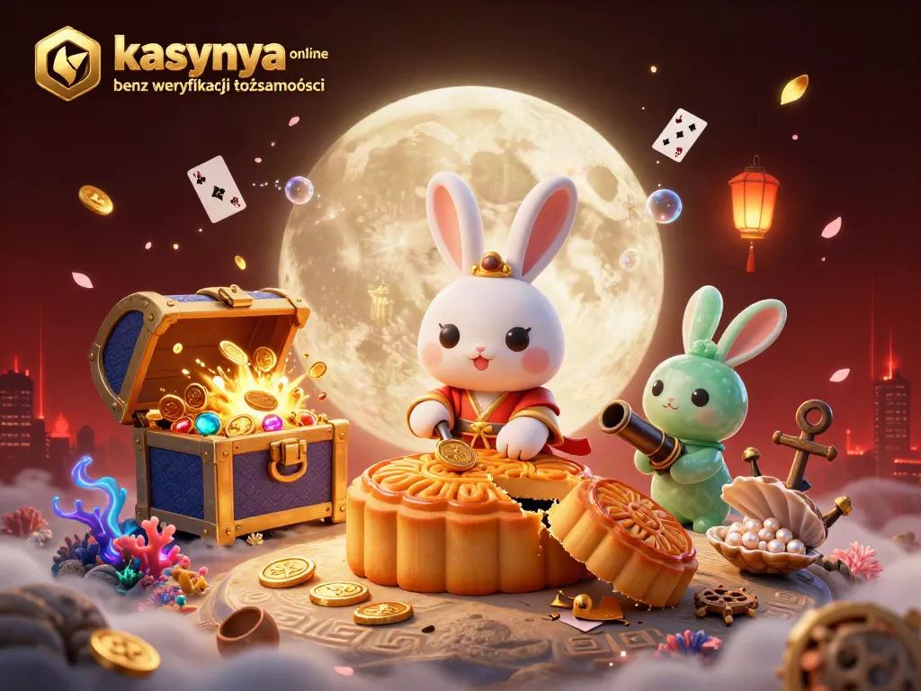 Experience thrilling action in kasyna online bez weryfikacji tożsamości with enchanting moon rabbits, vibrant cards, and gold treasures.