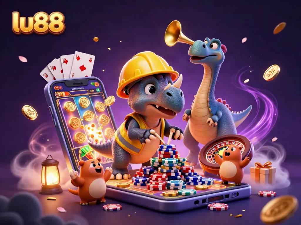 Spin your way to victory with lu88 in this vibrant casino-themed 3D illustration showcasing fun and excitement.