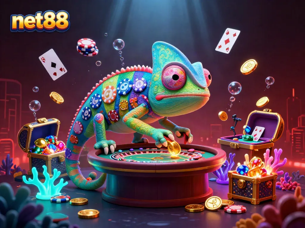 Experience thrilling games at net88, featuring a vibrant underwater scene filled with casino elements.