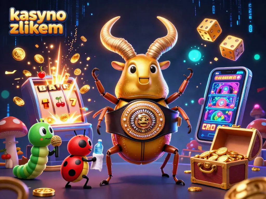 Experience excitement at kasyno z blikiem with vibrant 3D imagery of casino elements.