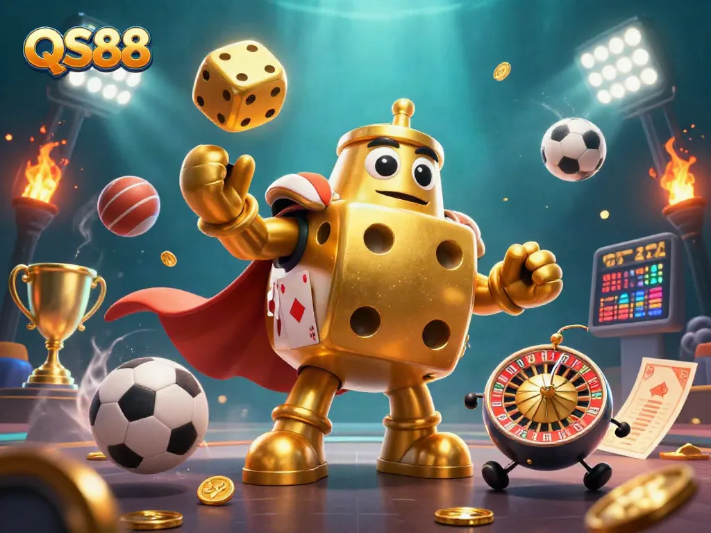 Engage with QS88 in an electrifying casino atmosphere filled with dynamic sports elements and action-packed visuals.