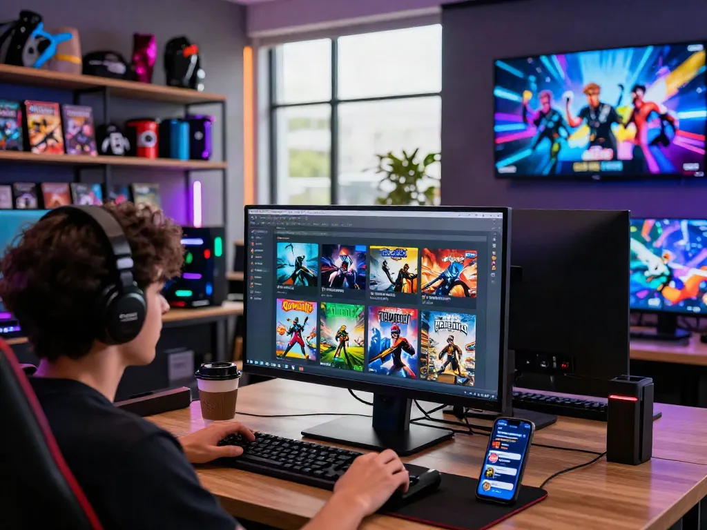Discover the vibrant gaming experience at warung168 digital store with colorful merchandise and a modern setup.