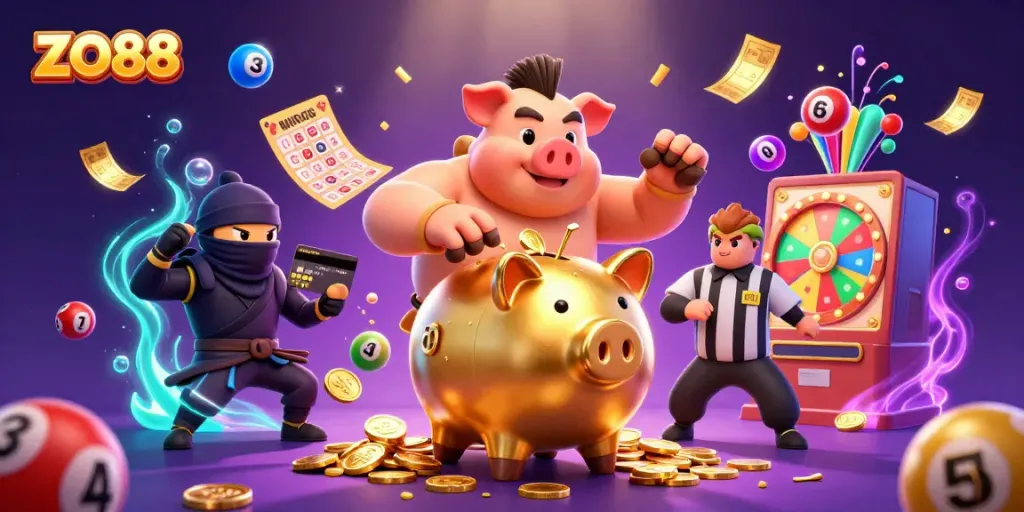 Experience exciting gaming with the dynamic characters and vibrant elements of ZO88's casino world.