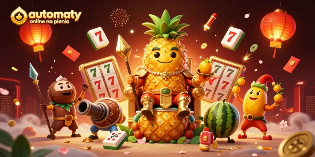 Experience automaty online na pieniądze with a vibrant casino scene featuring a golden pineapple king.