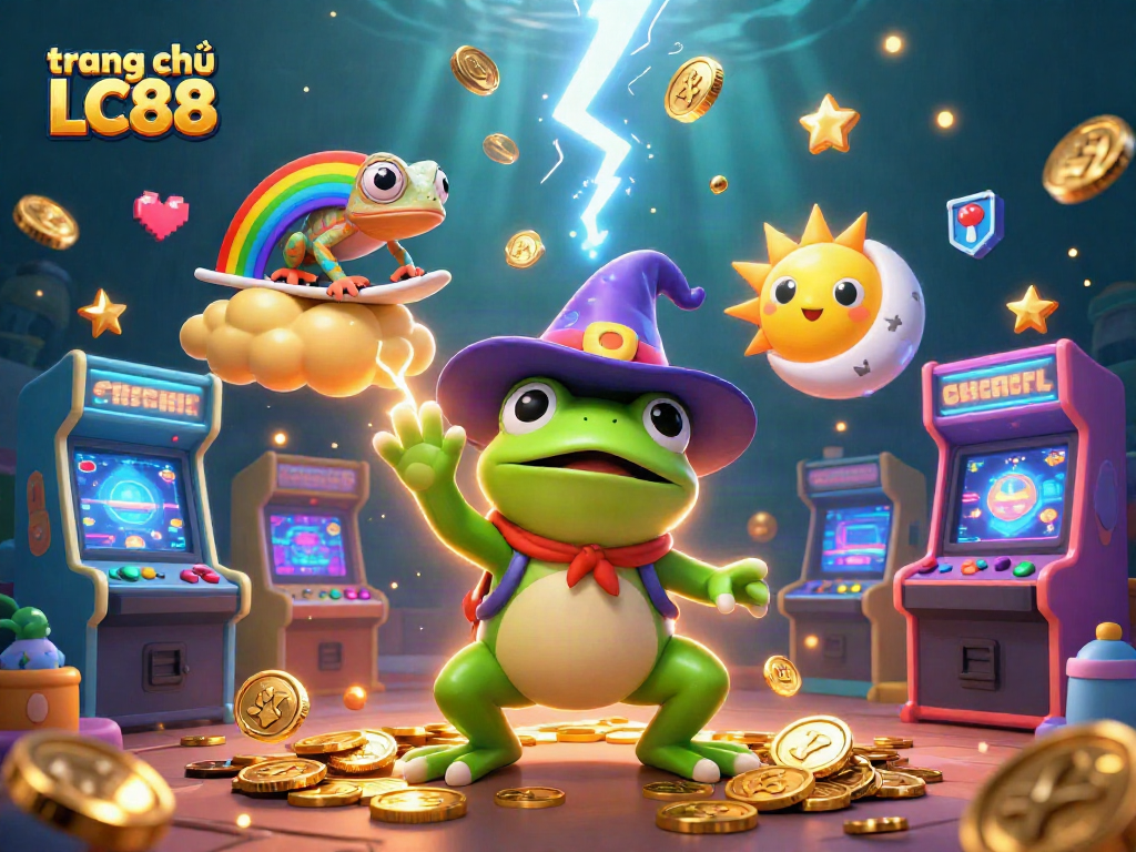 Experience thrilling gameplay at trang chủ LC88 with a vibrant scene of playful characters and gaming elements.