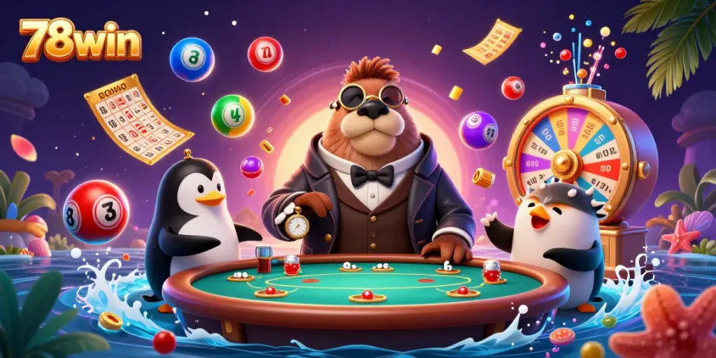 Experience exhilarating games with 78win at a lively underwater themed casino.