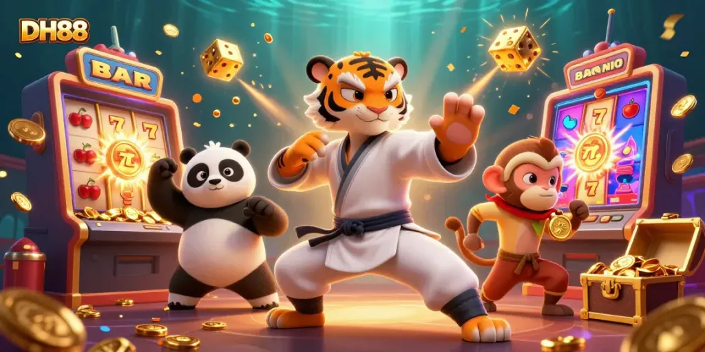 Experience epic wins with DH88 as a kung fu tiger and friends unleash jackpot excitement in 3D.