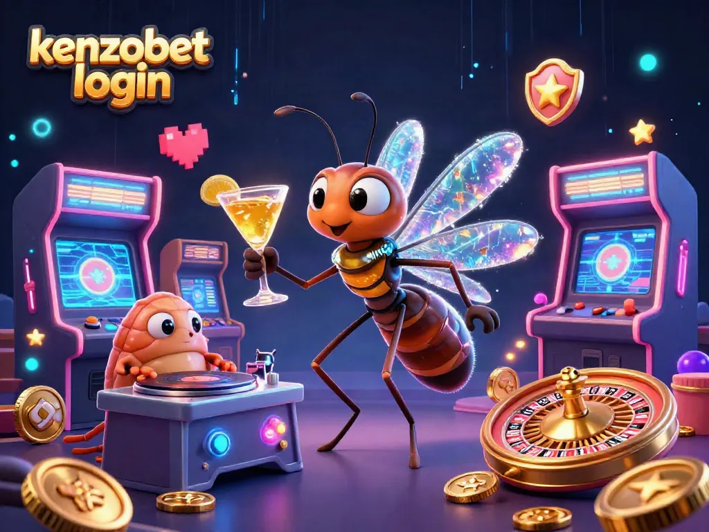 Engage in the excitement of kenzobet login with vibrant casino-themed characters and game elements.