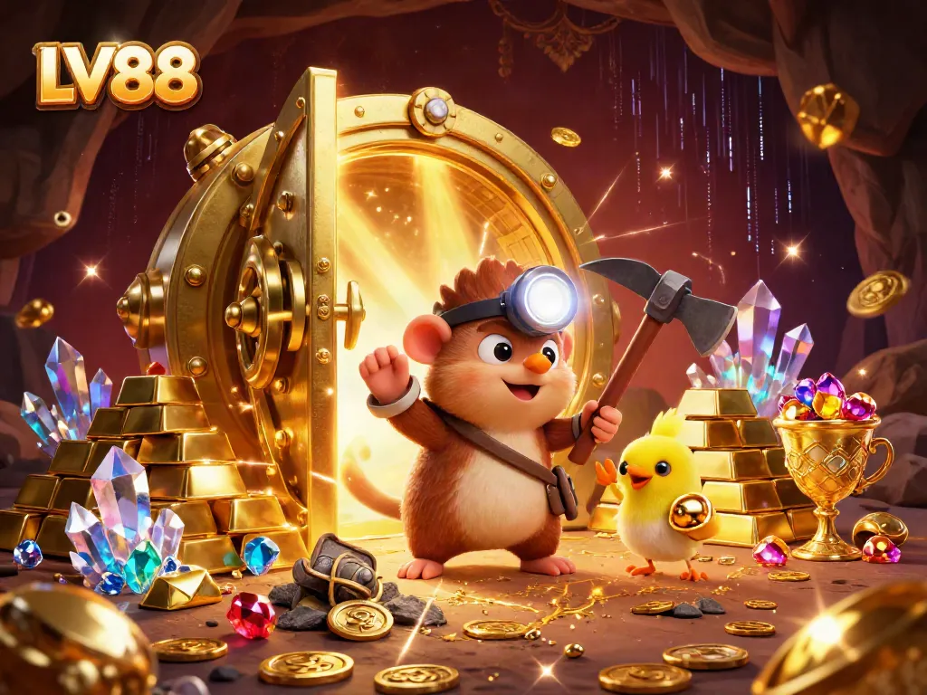 Experience the thrill of LV88 with vibrant casino treasures in a dynamic treasure hunting scene.