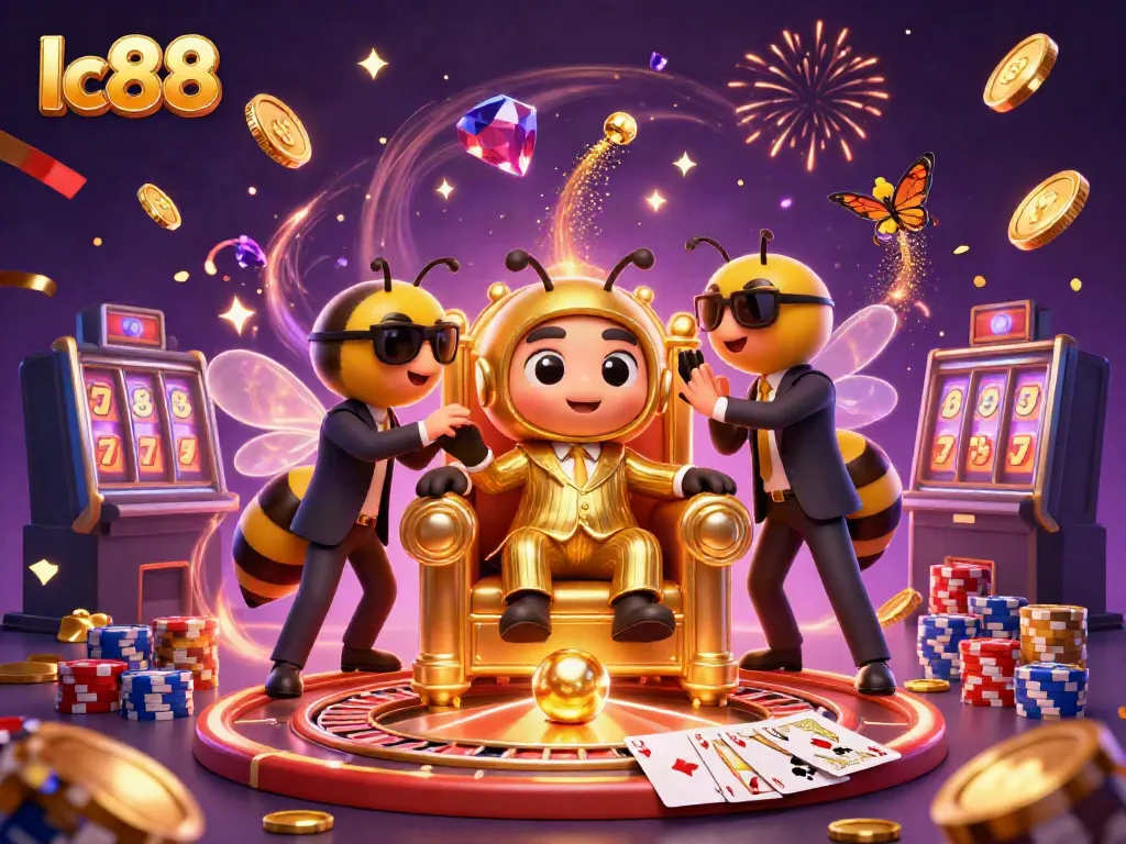 Experience the thrill of lc88 with a vibrant 3D casino scene featuring a bumblebee mob boss.