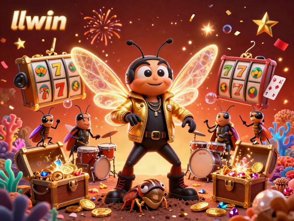 Win big with llwin's vibrant casino illustration featuring lively characters celebrating.