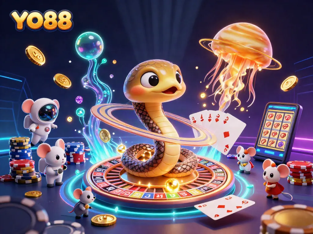 Players enjoy betting on YO88's cosmic roulette, with vibrant casino elements and stunning 3D graphics.