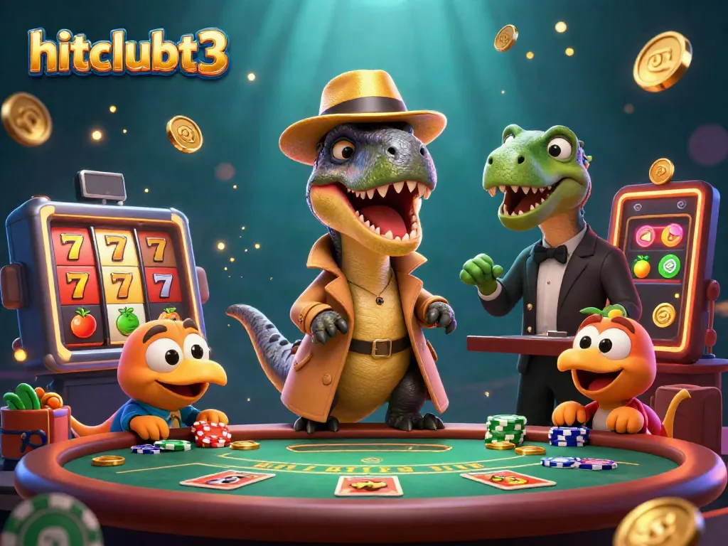 Experience excitement with hitclubt3's dynamic velociraptor and stegosaurus characters amidst engaging slot elements.