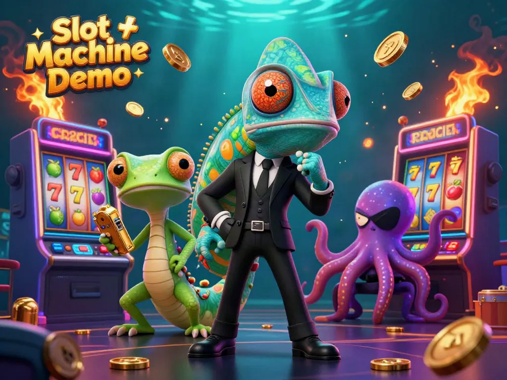 Experience the thrilling action of Slot Machine Demo with colorful 3D slot machines and dynamic characters.