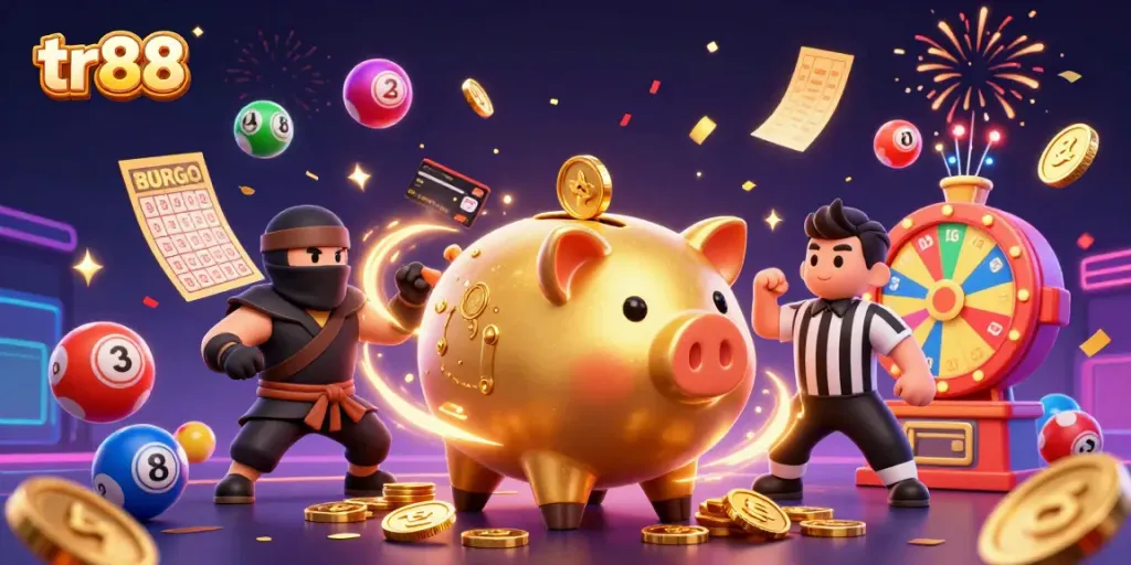 Engage with the lively action at tr88 with dynamic lottery games and vibrant casino characters.