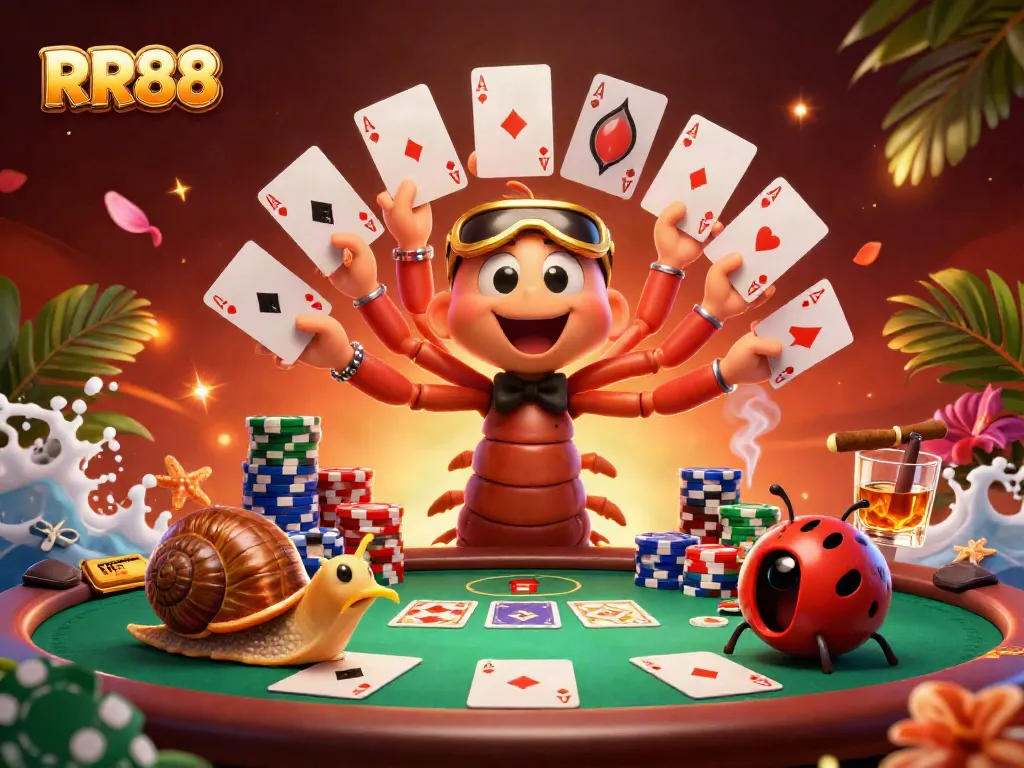 Experience top-tier gambling excitement at RR88 with festive casino characters and vibrant game elements.