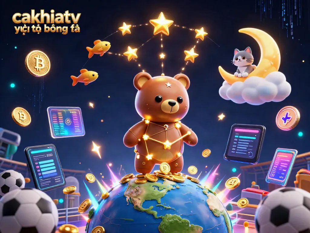 Watch cakhiatv trực tiếp bóng đá as the golden constellation bear and playful companions bring excitement to the stadium.