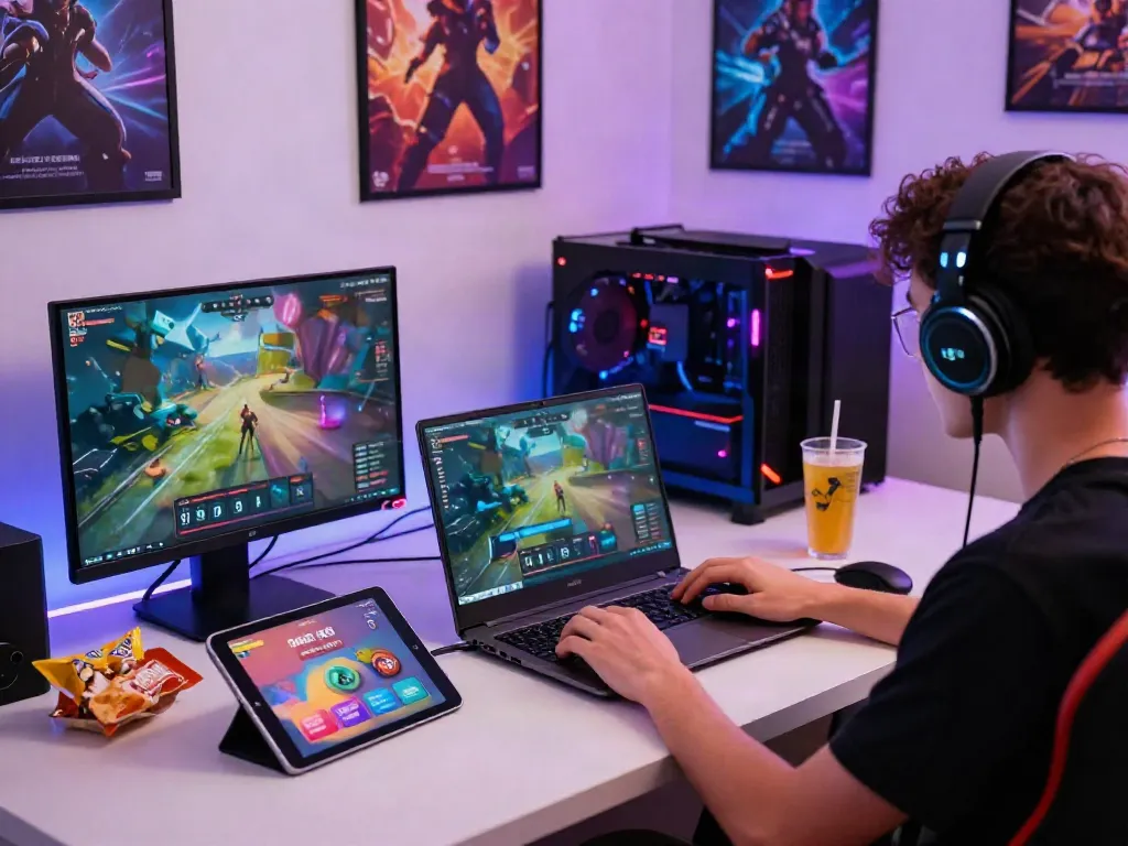 Engaged gamer experiencing DA88 online gaming platform in a vibrant setting.