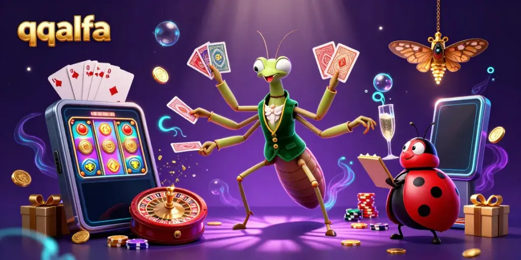 Gambar ilustrasi 3D penuh detail menampilkan karakter di kasino dengan tema qqalfa yang menarik.