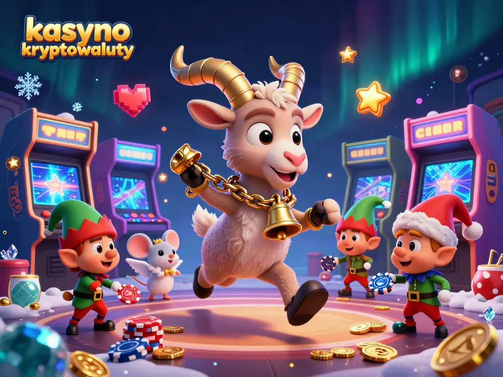 Experience kasyno kryptowaluty with a festive horror theme, featuring Krampus and playful characters in a vibrant casino.